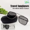 1 st Cartier Premium Metal Sunglasses UV400 | Silver Frame Black Lens Lightweight Travel Edition
