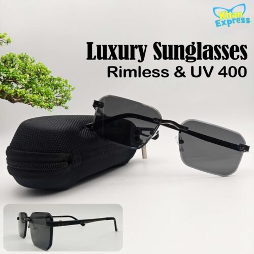 Cartier Rimless Sunglasses UV400 PC Cut Lens | Dark Coffee Temple Black Lens (YT1004)