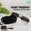 1 st Maybach Wooden Temple Sunglasses UV400 | Brown Shade Lens Silver Metal Frame (YT1023)