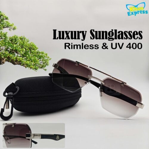Maybach Wooden Temple Sunglasses UV400 | Brown Shade Lens Silver Metal Frame (YT1023)