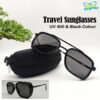 1st Cartier Premium Metal Sunglasses UV400 | Black Frame Black Lens Lightweight Travel Edition