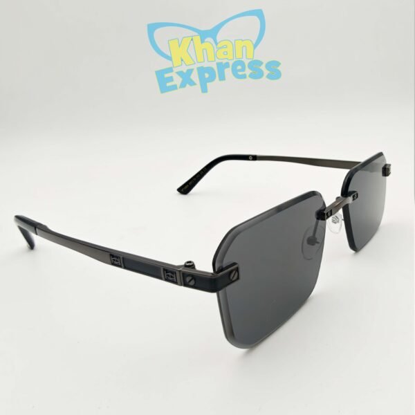 2 nd Cartier Rimless Sunglasses UV400 PC Cut Lens | Dark Coffee Temple Black Lens (YT1004)
