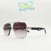 2 nd Maybach Wooden Temple Sunglasses UV400 | Brown Shade Lens Silver Metal Frame (YT1023)