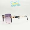 2 nd3 Maybach Rimless Sunglasses UV400 | Golden Frame Purple Gradient Lens Premium (YT1015)