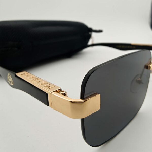 Maybach Rimless Wooden Temple Sunglasses UV400 | Black Lens Luxury Frame (YT1029)