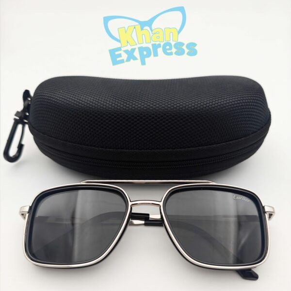 3 rd Cartier Premium Metal Sunglasses UV400 | Silver Frame Black Lens Lightweight Travel Edition