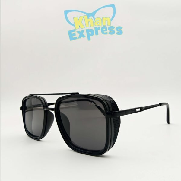 3 rd Cartier Premium Metal Sunglasses UV400 | Black Frame Black Lens Lightweight Travel Edition