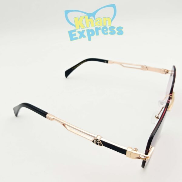 3 rd Maybach Rimless Sunglasses UV400 | Golden Frame Purple Gradient Lens Premium (YT1015)
