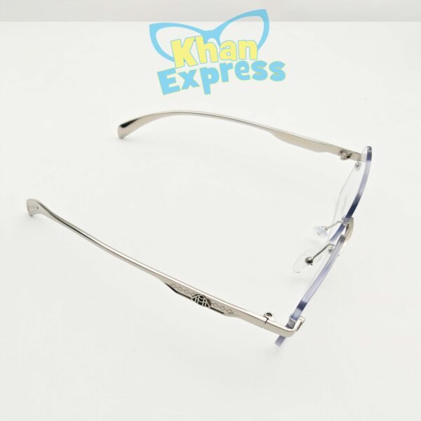 3 rd Maybach Rimless Sunglasses UV400 Photo Sun Lens | Silver Metal Frame White Lens Premium