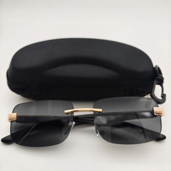 Maybach Rimless Wooden Temple Sunglasses UV400 | Black Lens Luxury Frame (YT1029)