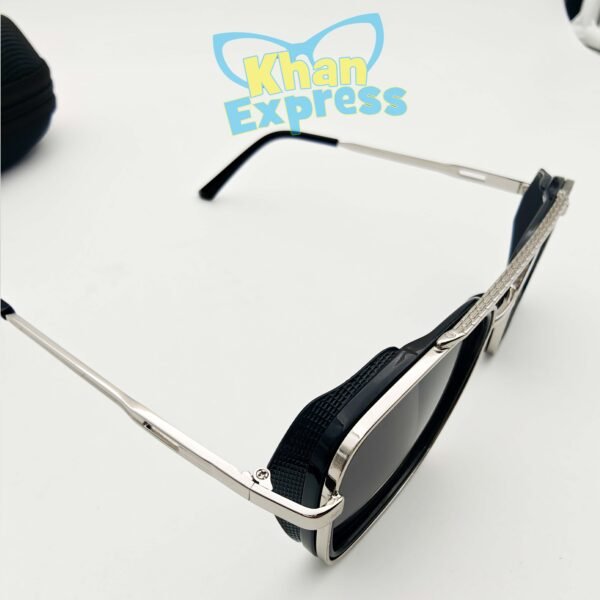 4 th Cartier Premium Metal Sunglasses UV400 | Silver Frame Black Lens Lightweight Travel Edition