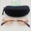 4 th Maybach Rimless Luxury Sunglasses UV400 | Golden Metal Frame Brown Lens (YT1016)