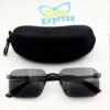 4 th Cartier Rimless Sunglasses UV400 Curved PC Lens | Black Temple S-Texture Metal Frame (YT1004)