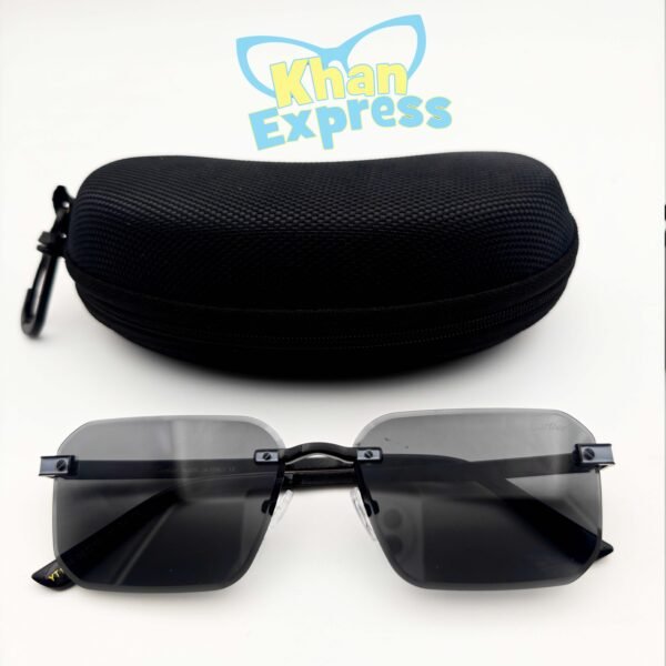4 th Cartier Rimless Sunglasses UV400 Curved PC Lens | Black Temple S-Texture Metal Frame (YT1004)