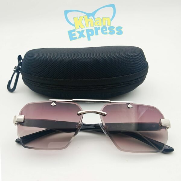 4 th Maybach Wooden Temple Sunglasses UV400 | Brown Shade Lens Silver Metal Frame (YT1023)
