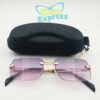 4 th Maybach Rimless Sunglasses UV400 | Golden Frame Purple Gradient Lens Premium (YT1015)