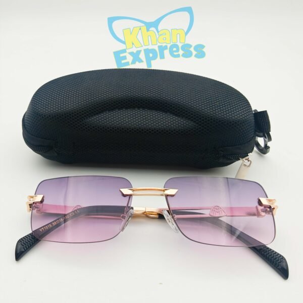 4 th Maybach Rimless Sunglasses UV400 | Golden Frame Purple Gradient Lens Premium (YT1015)